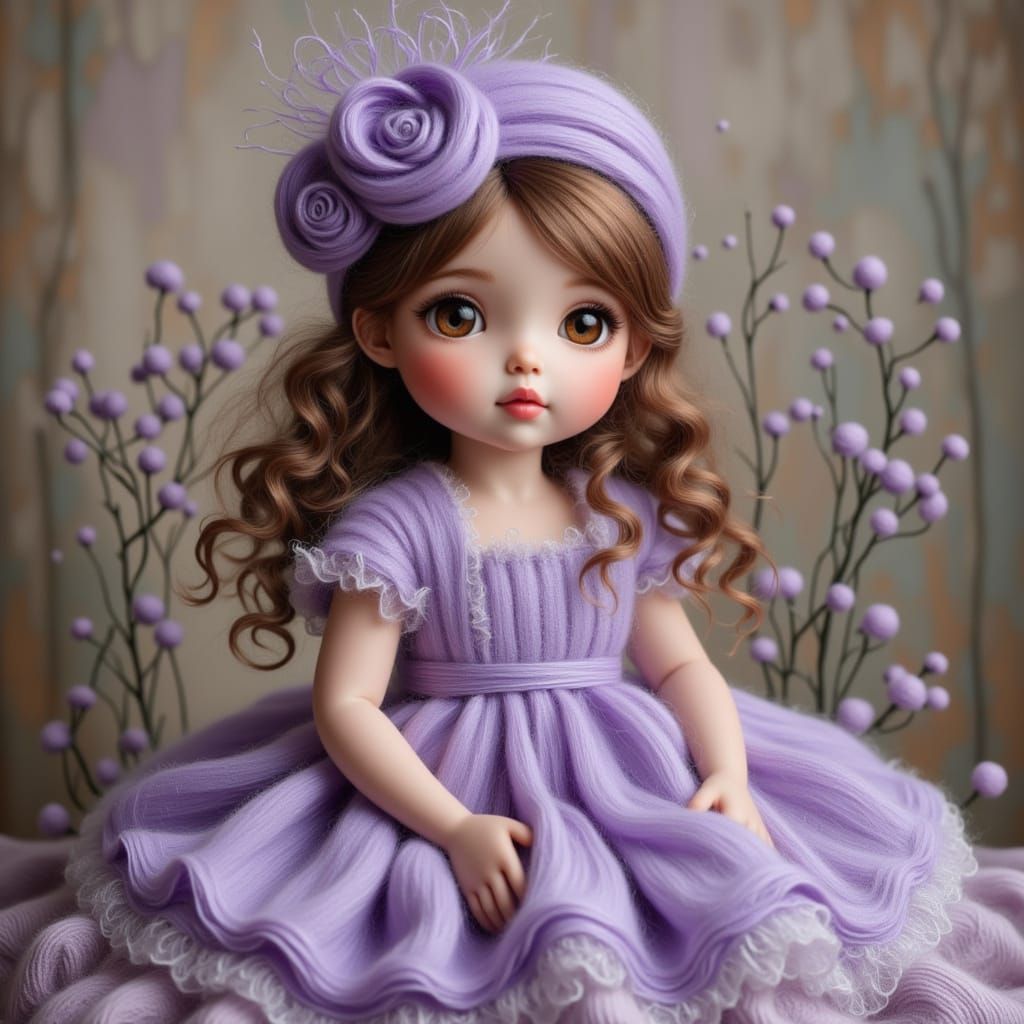 Toddler in Lavender Dress with Fascinator Hat