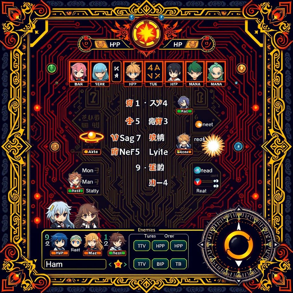 Epic 16-Bit JRPG Battle Scene with Ancient Magic and Modern ...