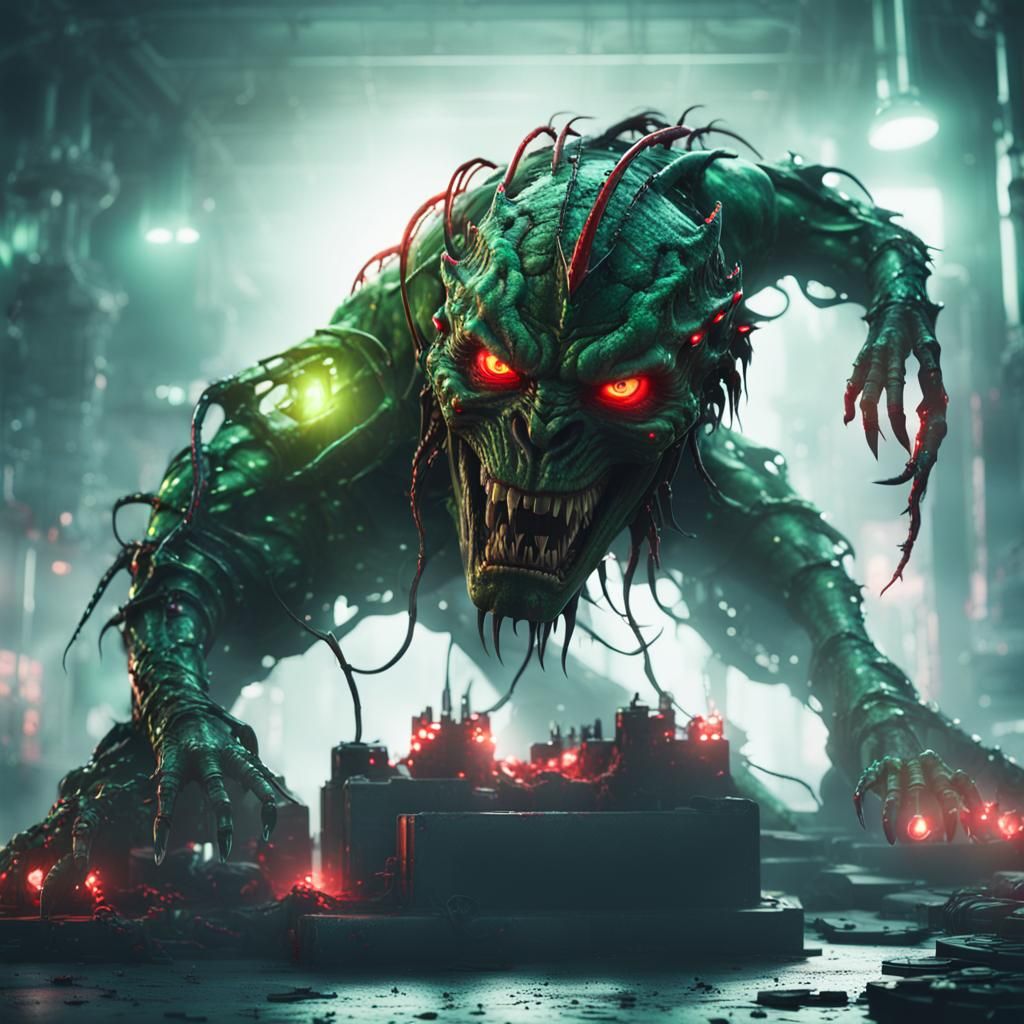 Biomechanical Cyberpunk Creature Fusion Portrait