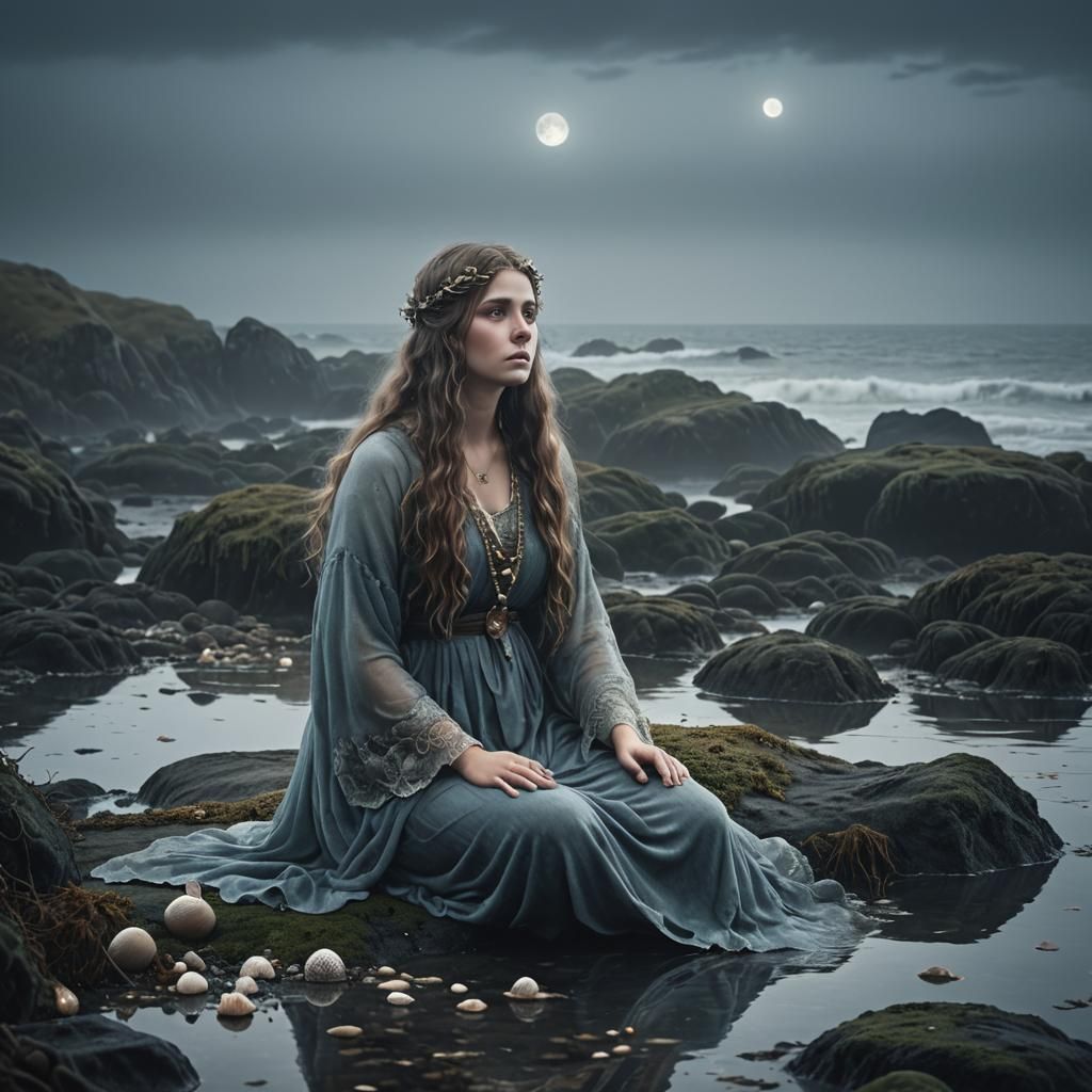 Selkie in Misty Moonlight: Fantasy Photography