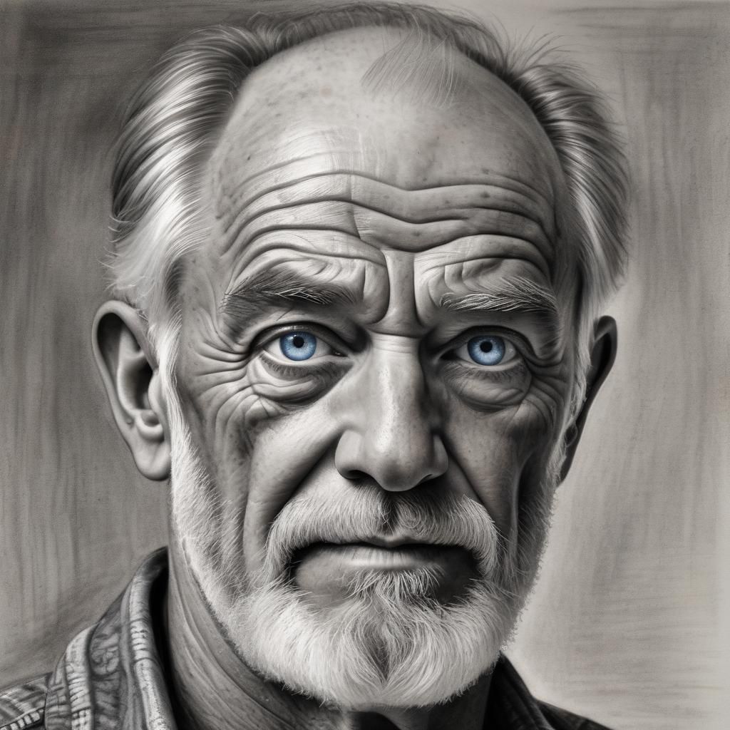 Intense Charcoal Portrait of an Old Man