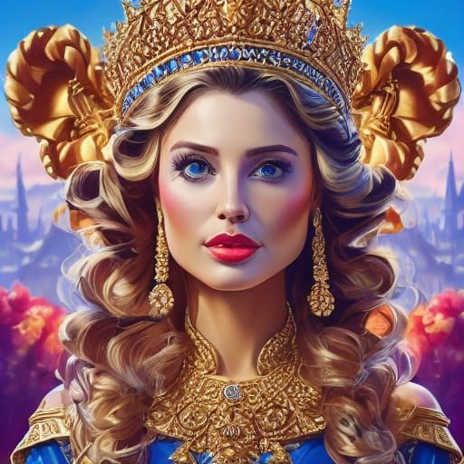 Majestic Princess and Queen Portrait in Digital Art