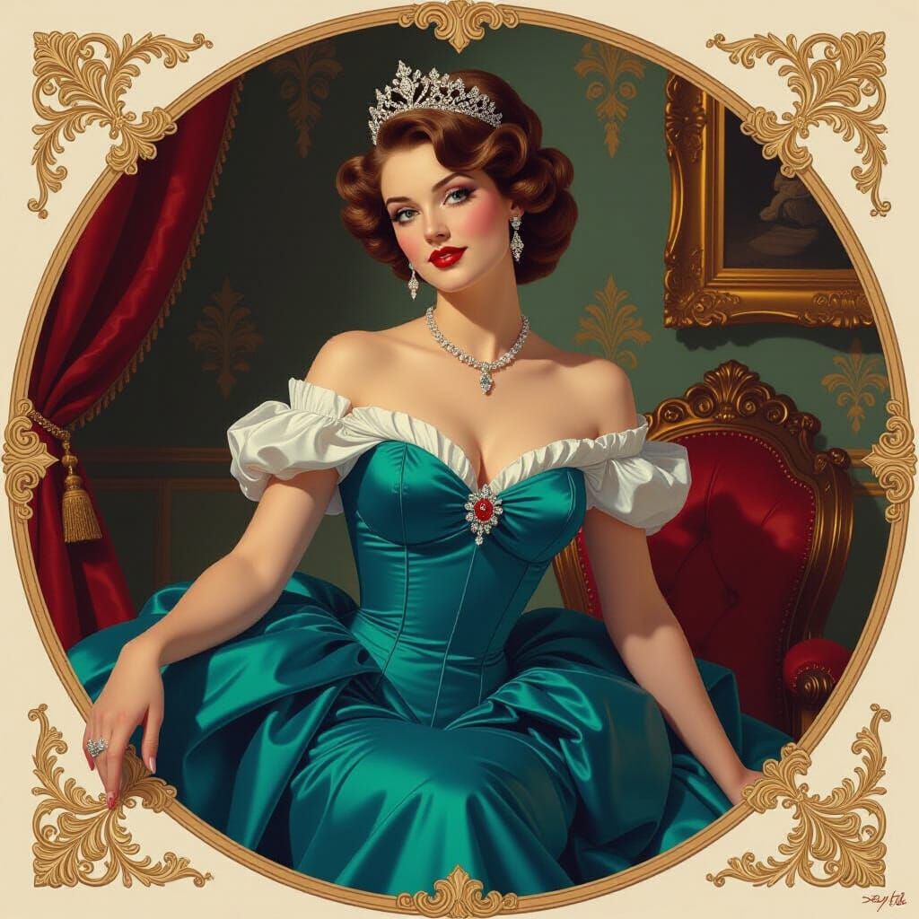 Victorian Princess Pin-Up in Oil Painting Style