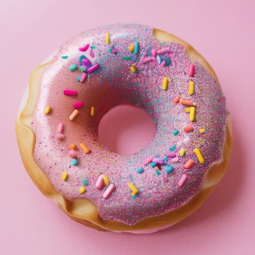 Pink Donut with Rainbow Sprinkles: Professional Photography