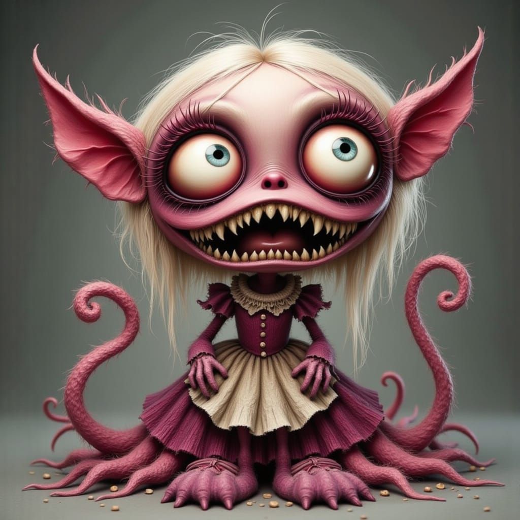 Cute Creepy Chibi Monster in Burton Style