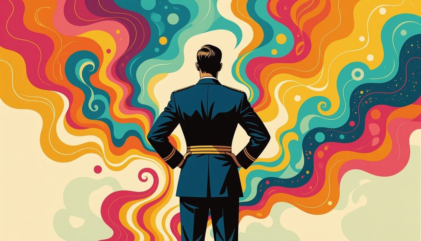 Lieutenant in Psychedelic Art with Swirling Colors