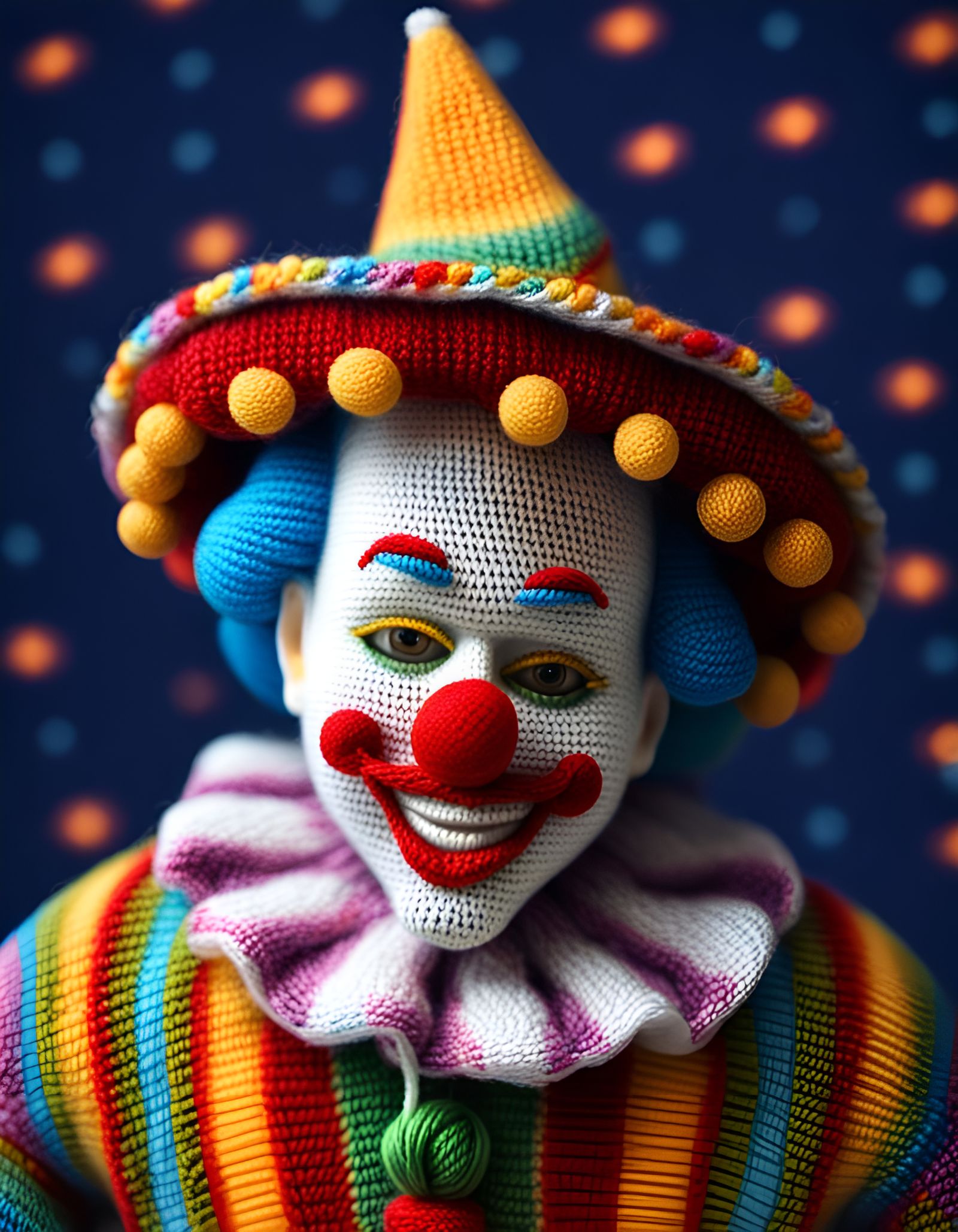 Mexican Clown Gliding Among Stars Knitting Pattern