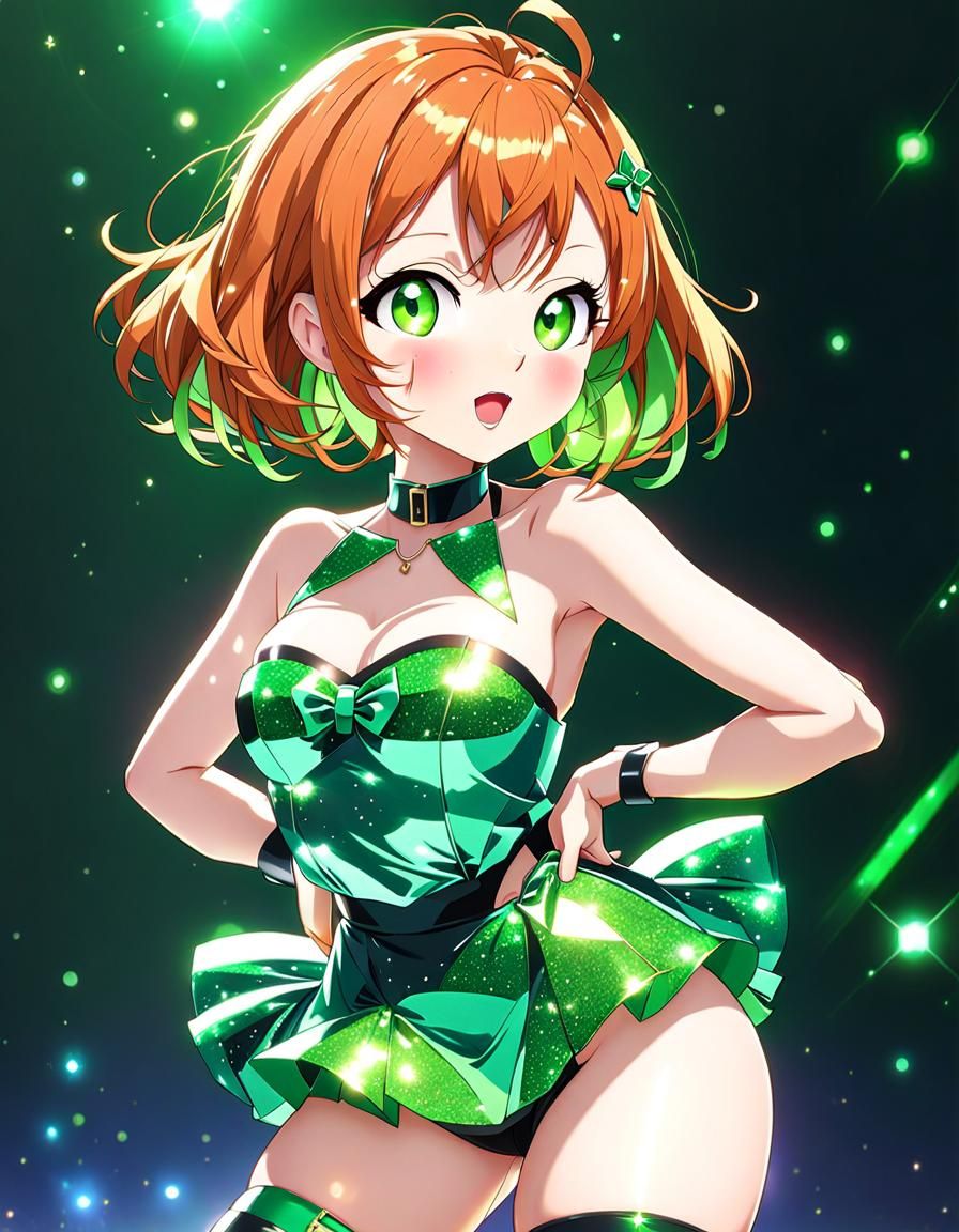 Anime Schoolgirl with Ginger Hair and Green Eyes