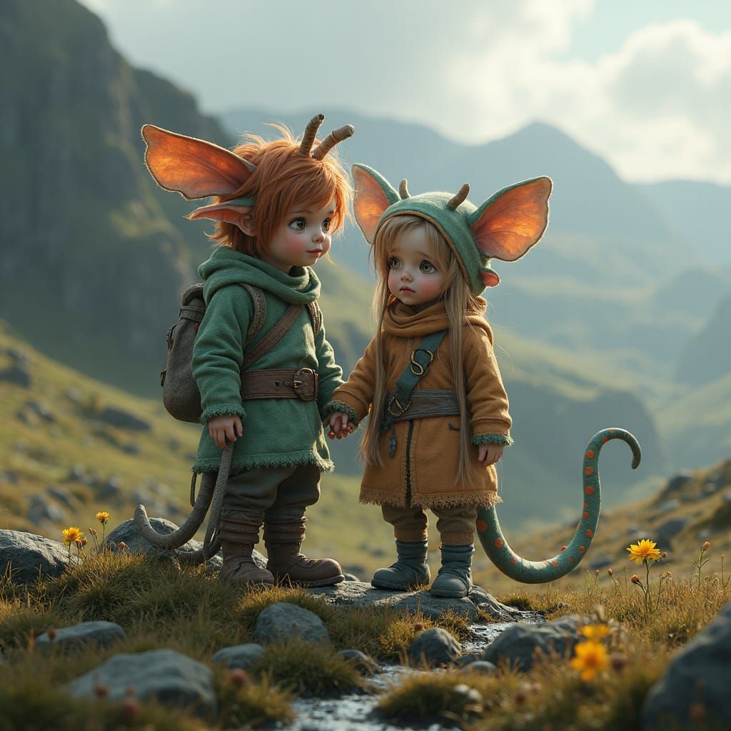 Icelandic Huldufólk Fairies with Dotted Tails