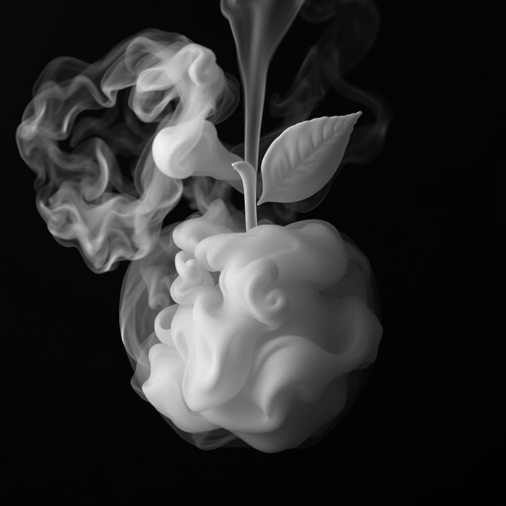 Apple-Shaped Smoke Cloud on Velvet Background