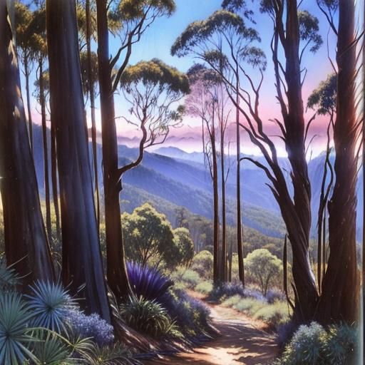 Eucalypt Forest Fantasy Concept Art in Realist Style