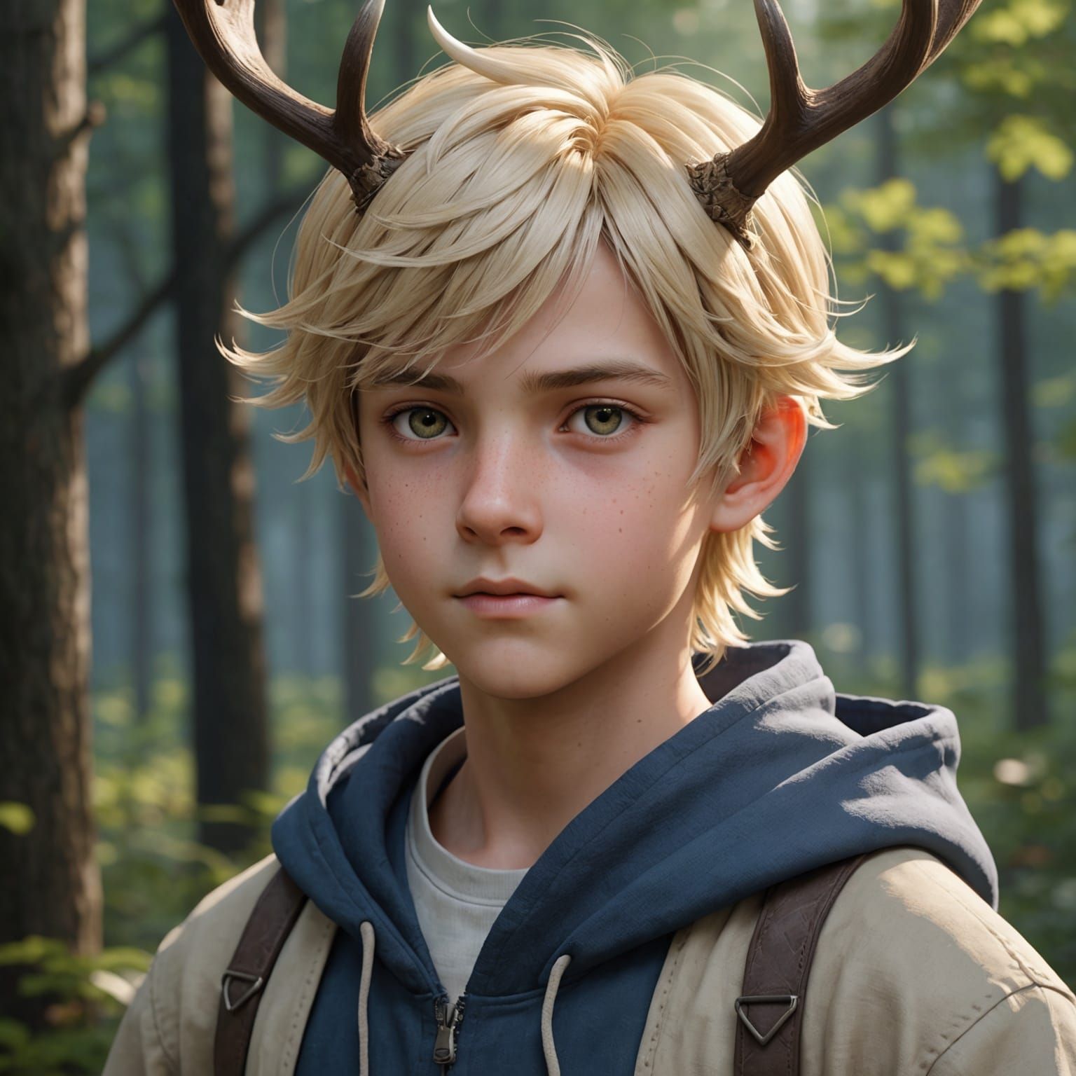 3D Anime Deer-Boy Hybrid Concept Art
