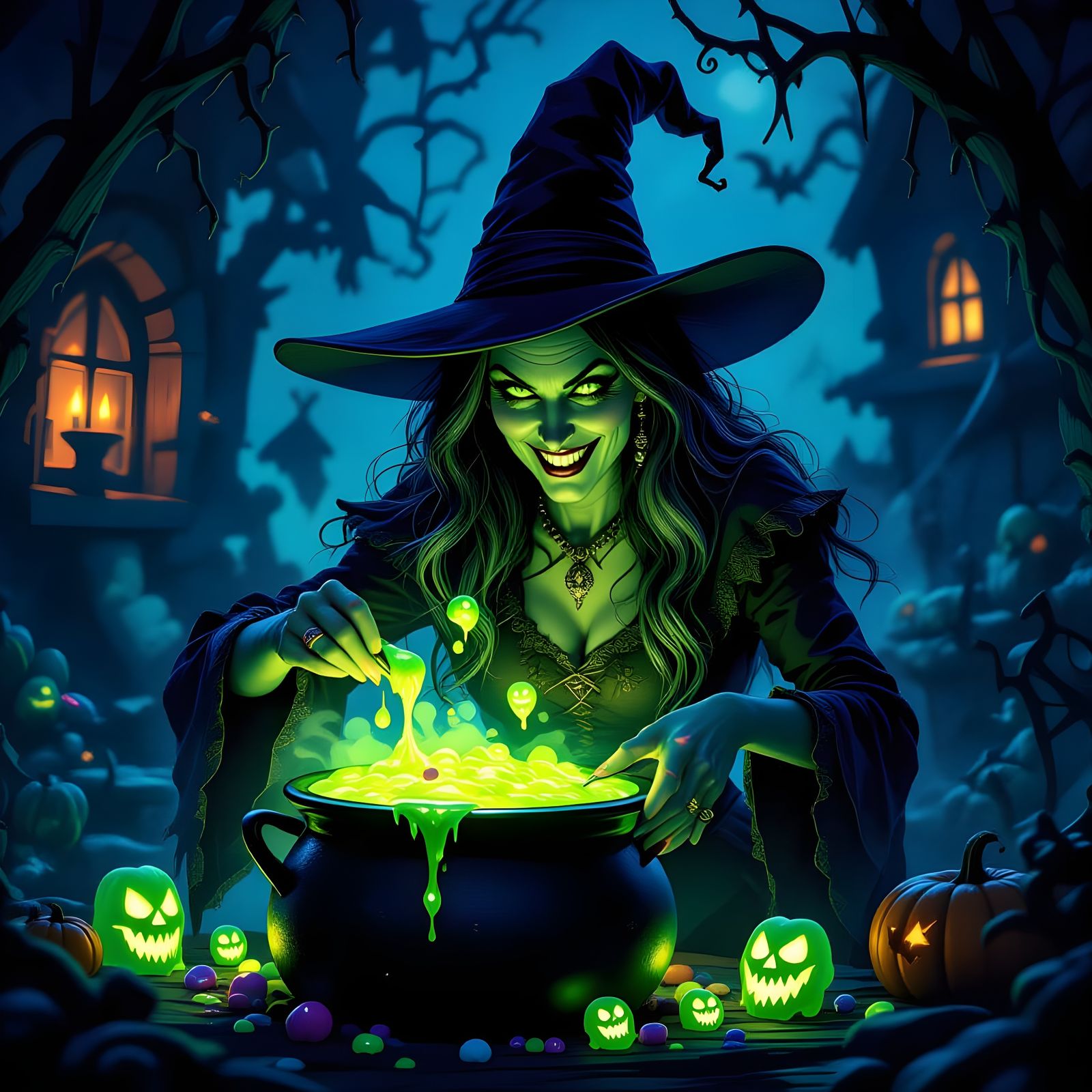 Sinister Witch Brews Glowing Spooky Candy
