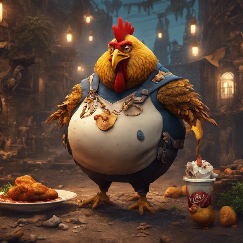 Detailed Matte Painting: Man with McChicken