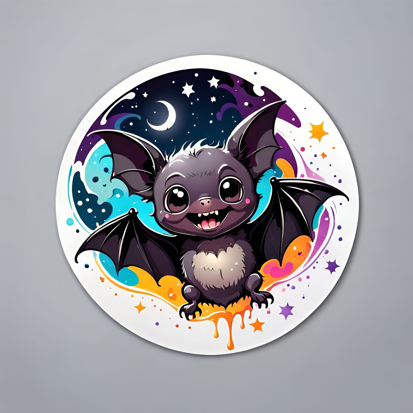 Cute Bat Sticker Design with Magic Silhouette