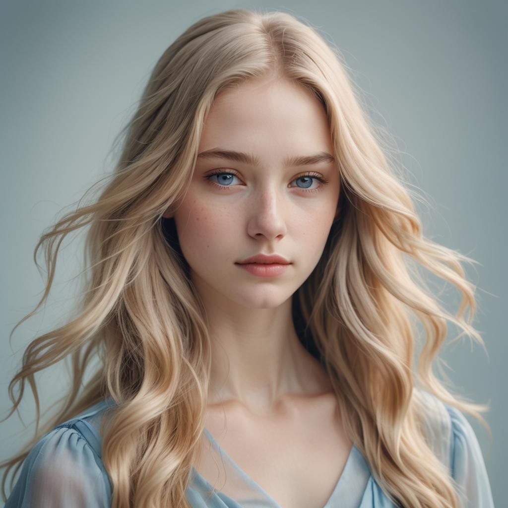 Ethereal Portrait of Girl with Featureless Face