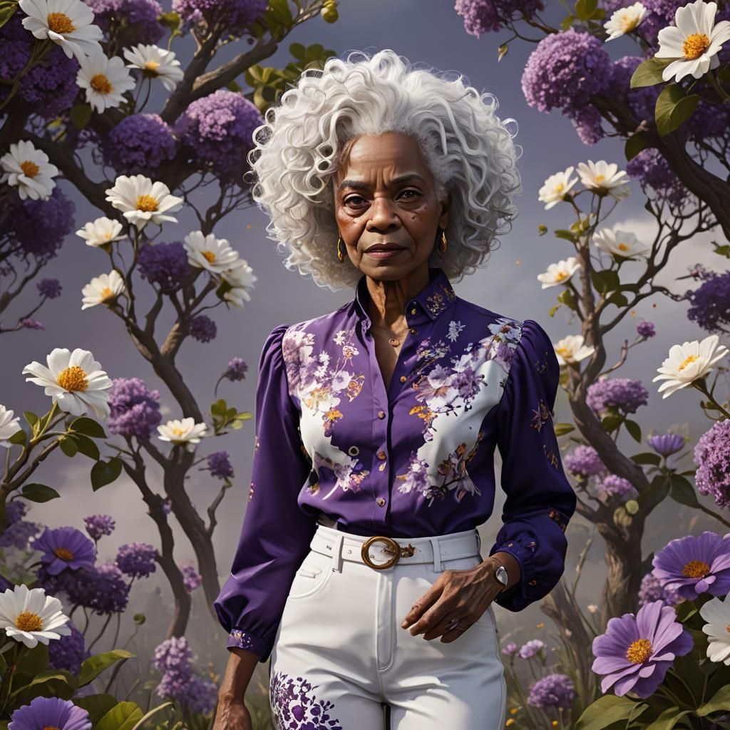 Detailed Portrait of an Elderly Woman in Digital Art