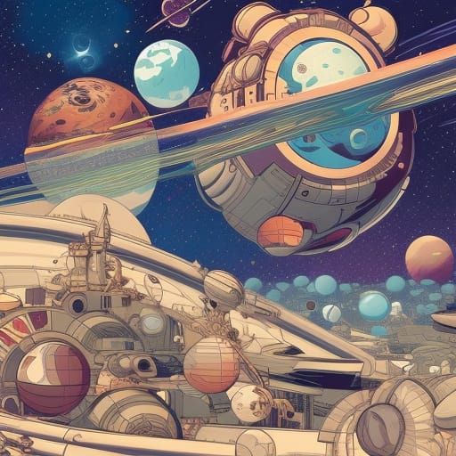 Hyperrealistic Space Scene with Planets and Stars