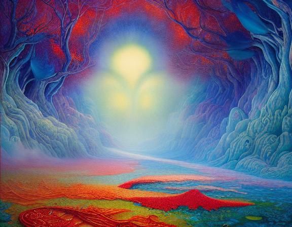 Surreal Newborn Breathes First Light: Magic Realism Art