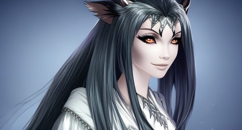 Anime Elf Girl with Wolf Features in Fantasy Scene