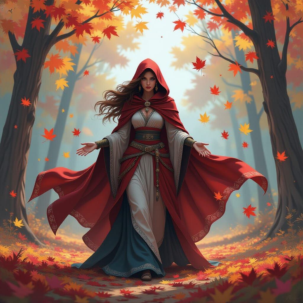 Goddess of Autumn in Vibrant Graffiti Art Style