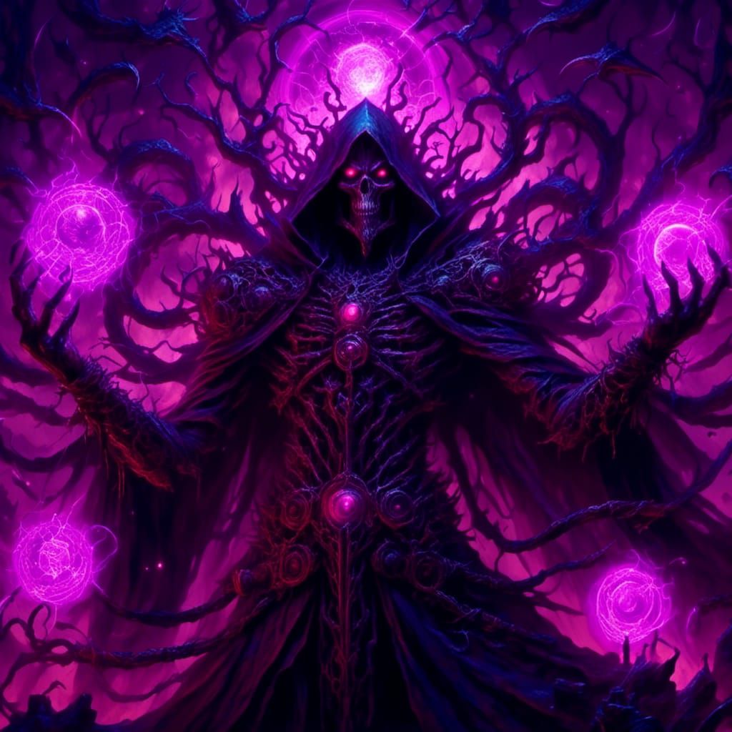Dark Wizard Corrupted by Magic in Anime Style
