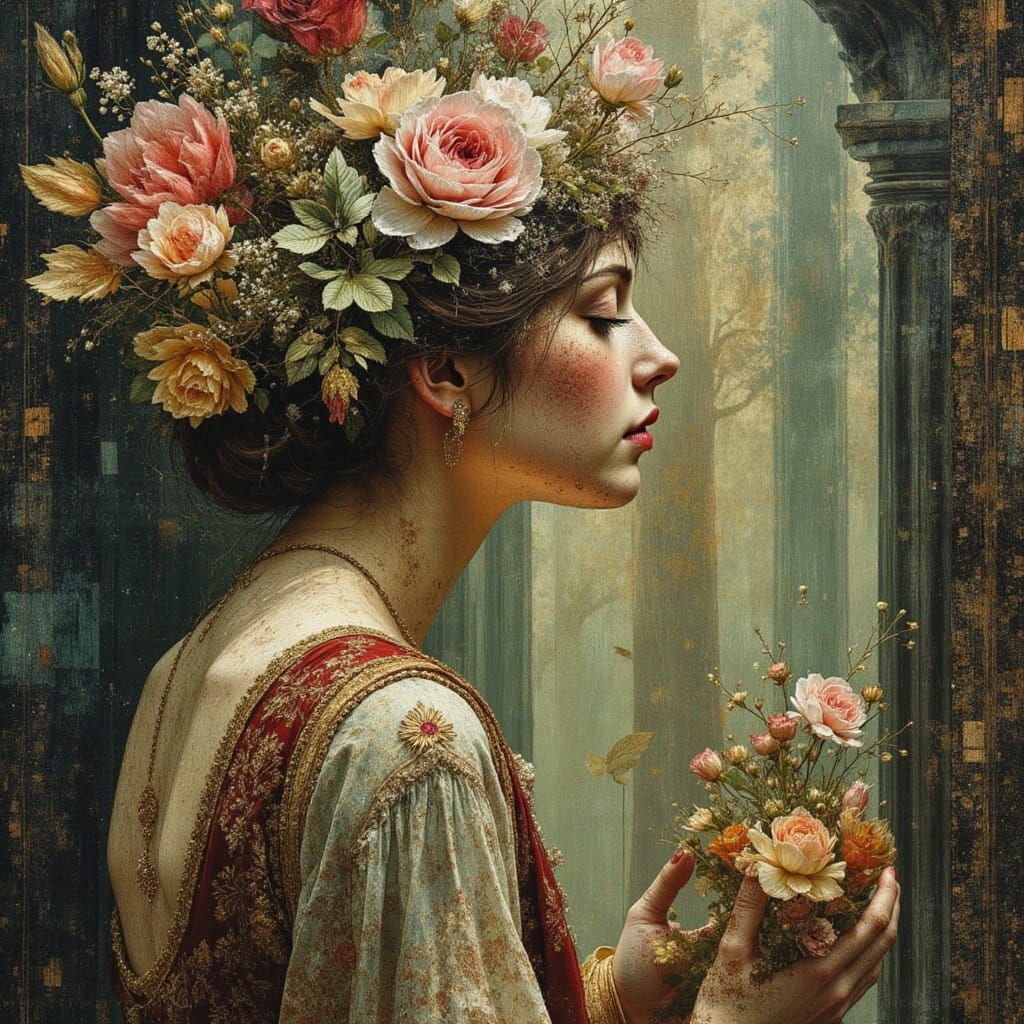 Fantasy Portrait with Corrupted Fresco Textures