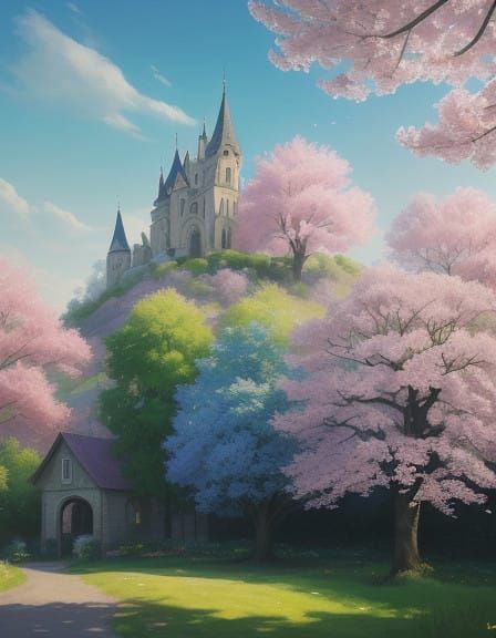 Idyllic Village in Soft Ethereal Mist