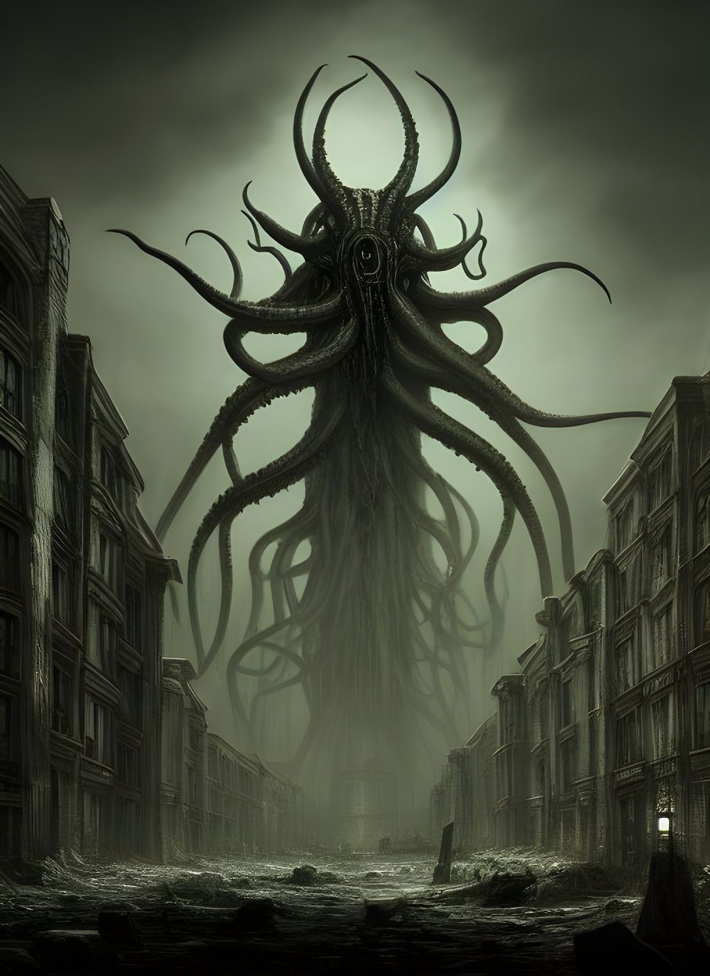 Terrifying Lovecraftian God in Apocalyptic City