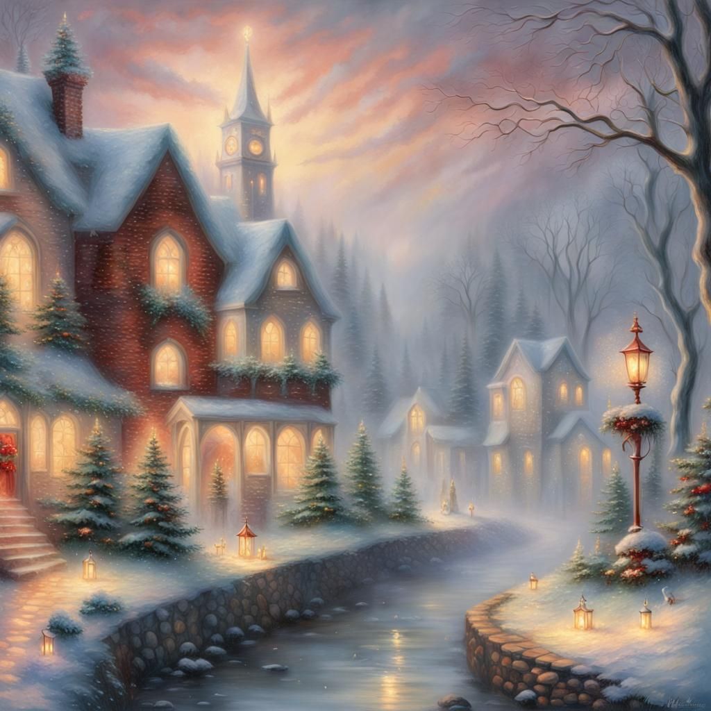 Christmas Candle with Holiday Decor in Ethereal Style