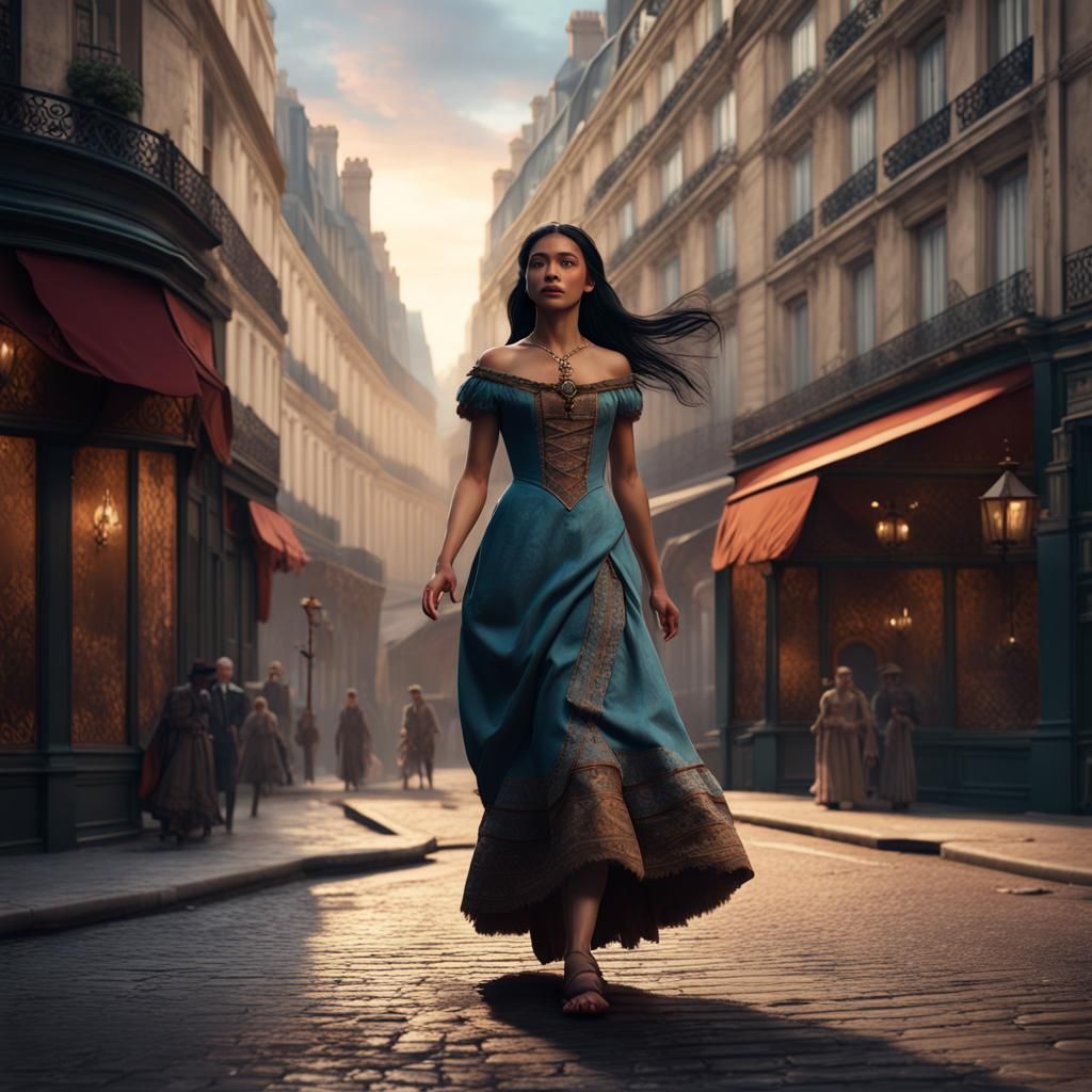 Pocahontas in Victorian Dress, Paris, 1845