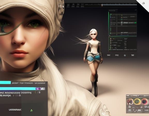 Girl Gamer in 3D Game Cinematic Style