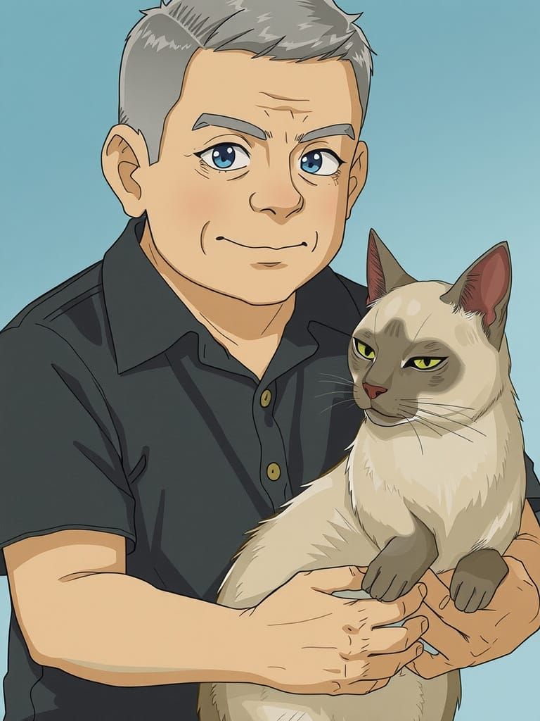 A Man and a Cat Image
