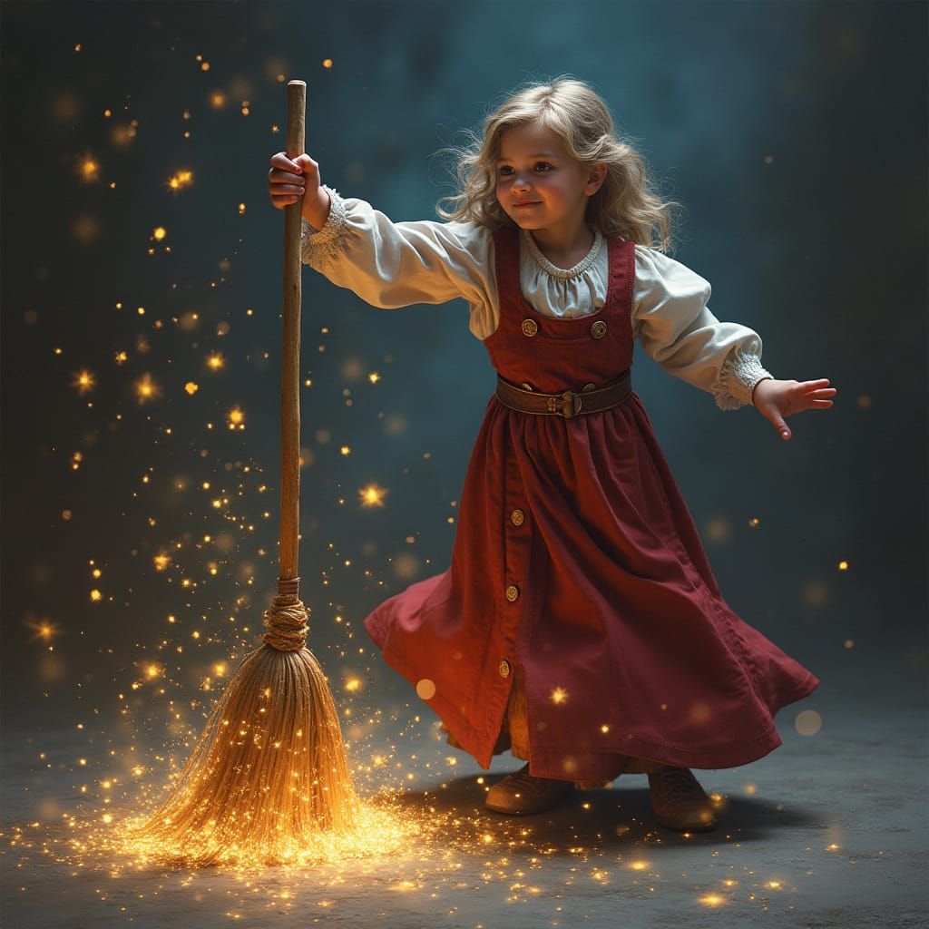 Magical Broom Sweeps Up Sparkles and Light