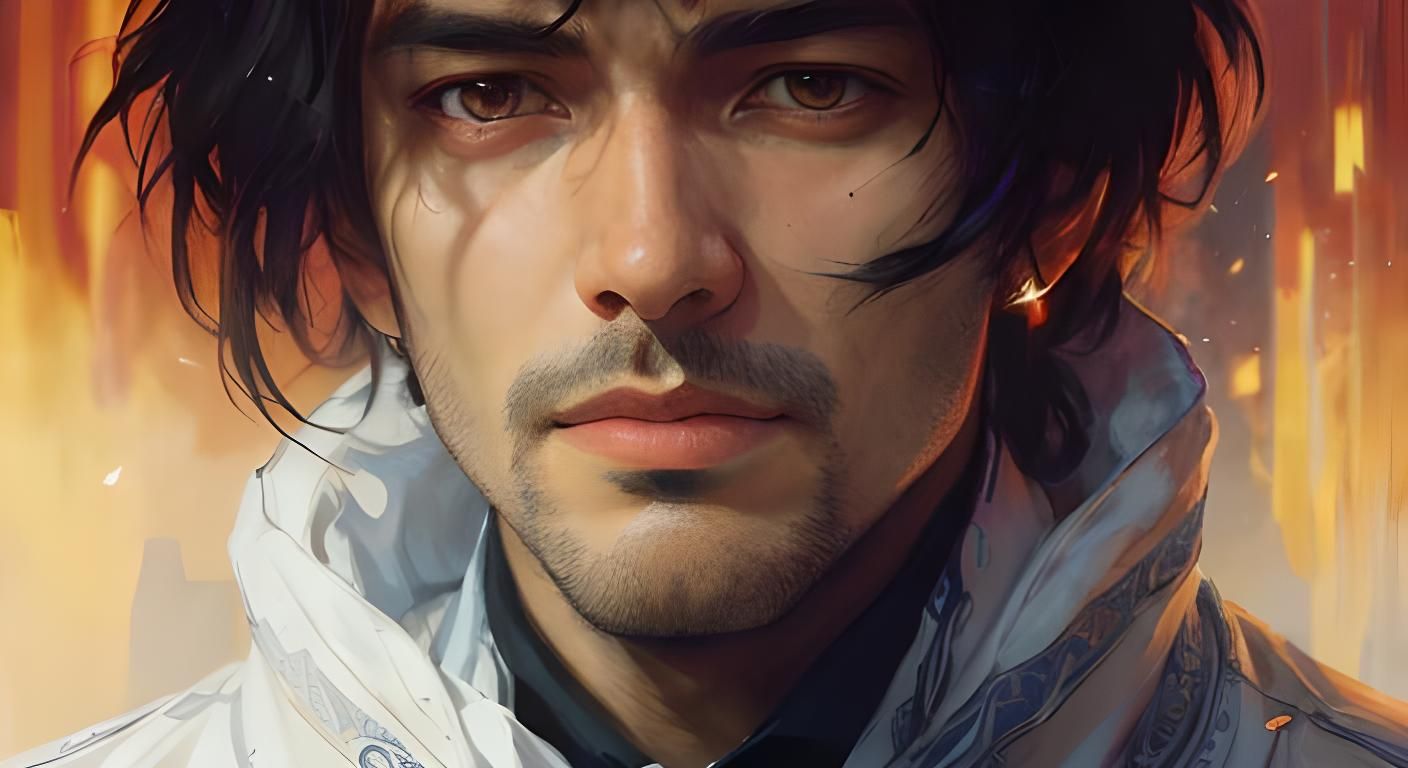 Expressionist Charcoal Portrait with Volumetric Lighting