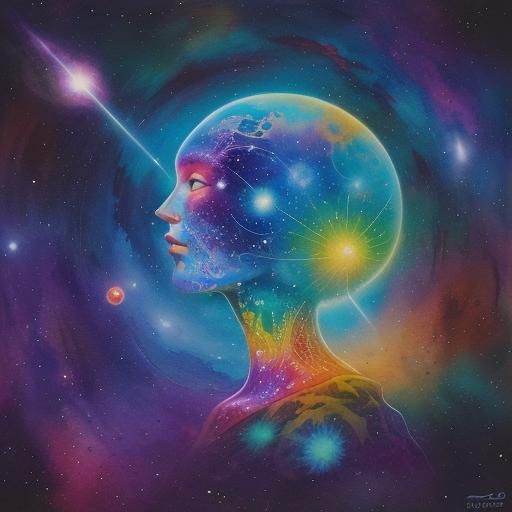 Surreal Scientist Looks Within in Watercolor Style