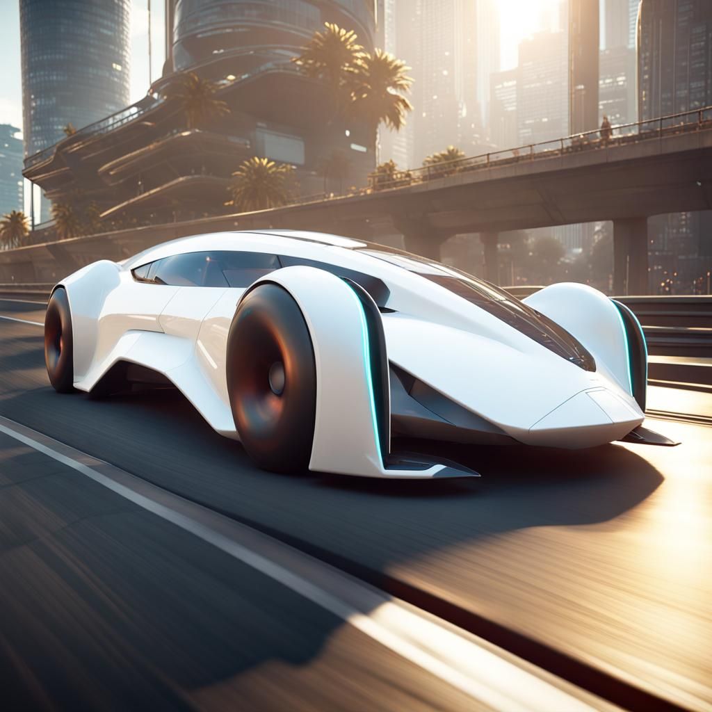 Futuristic White Car in Futurepunk 3D Style