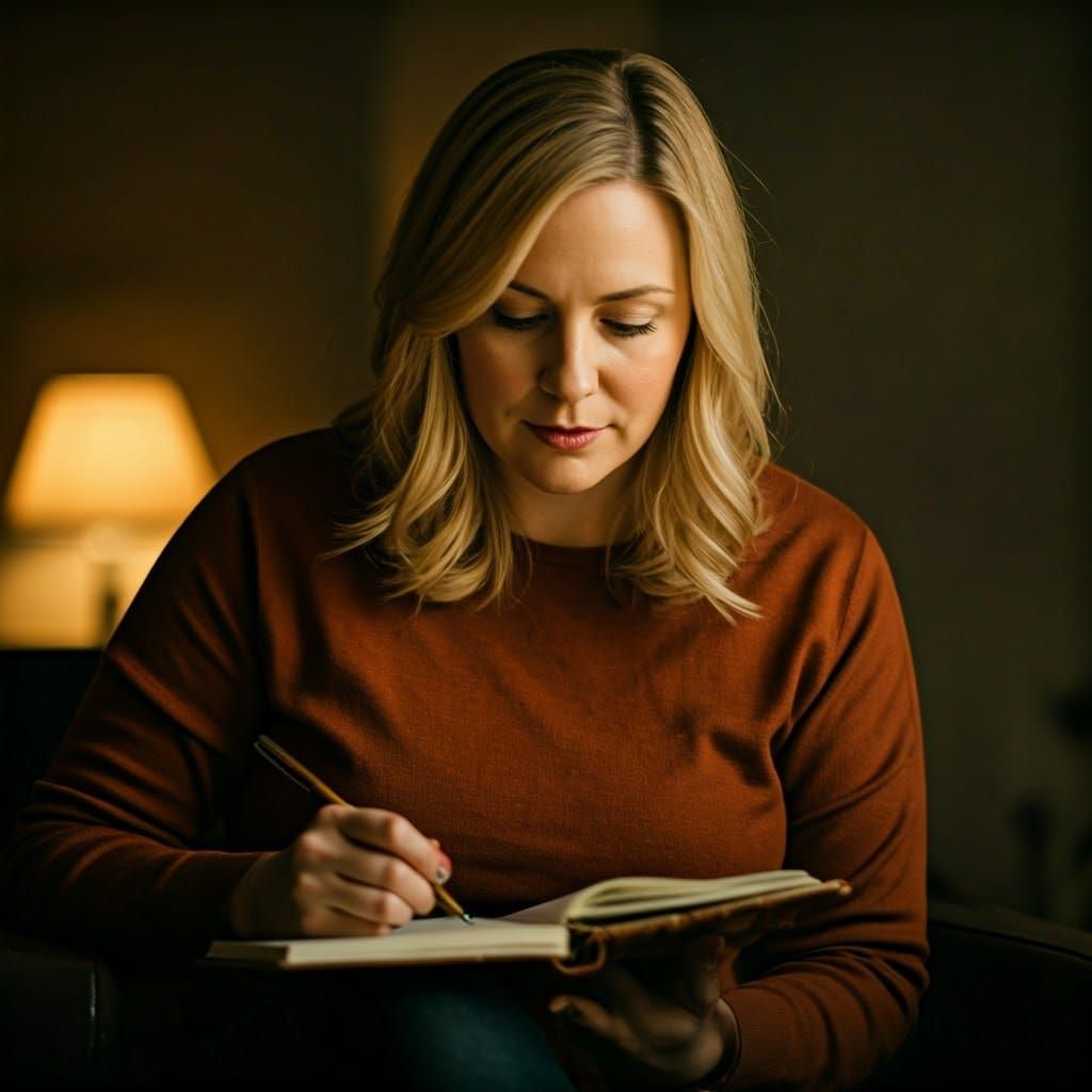 Softly Lit Portrait of a Woman in a Dimly Lit Room