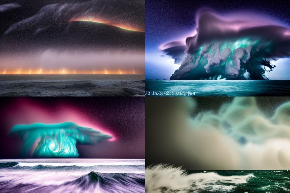 Stormy Sea with Nebula Clouds: Digital Matte Painting