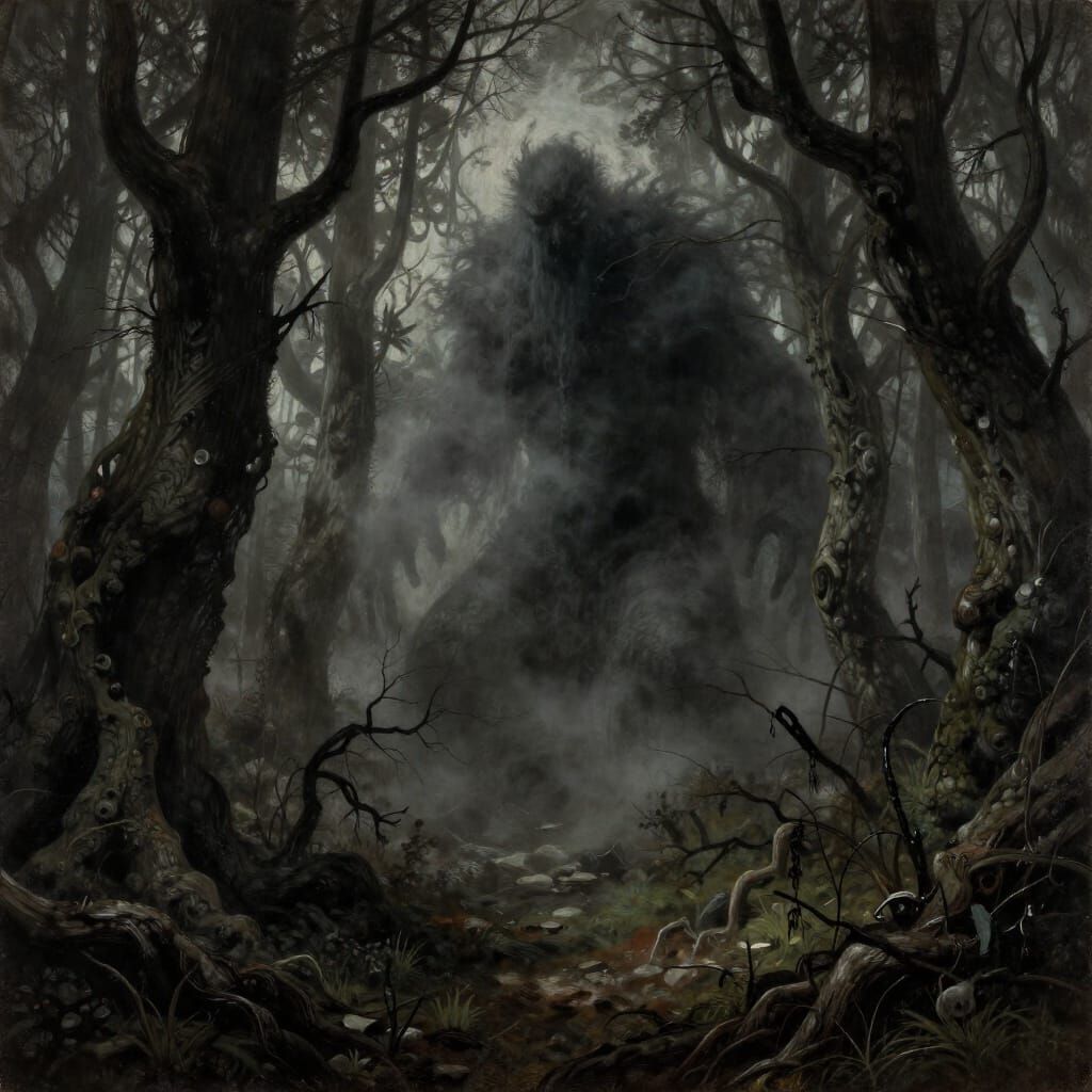 Ancient Forest Horror in Gustave Doré Style
