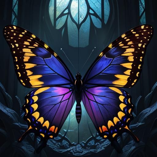 Stained Glass Butterfly in Detailed Matte Painting