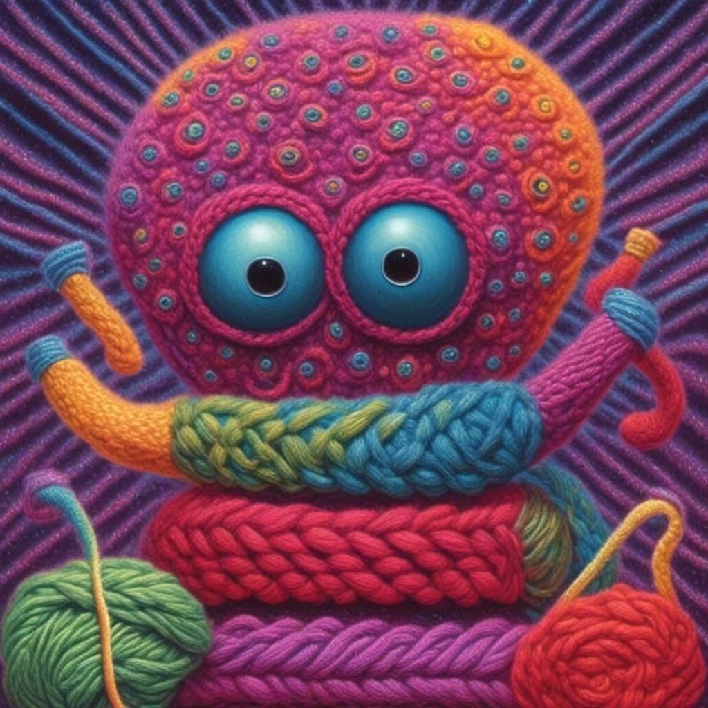 Yarn Monster Knitting: Pop Surrealism with Soft Glow