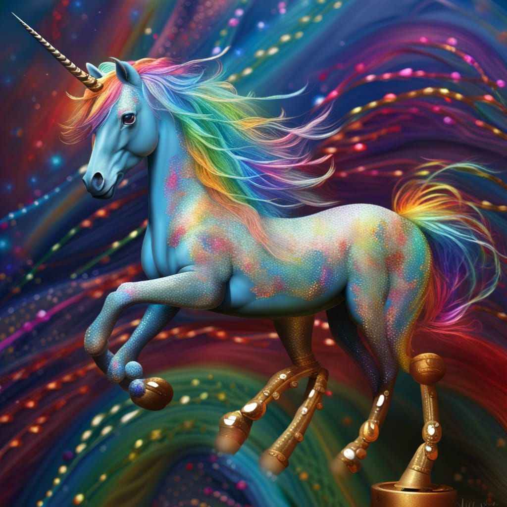 Glittery Rainbow Unicorn String Art: AI Enhanced