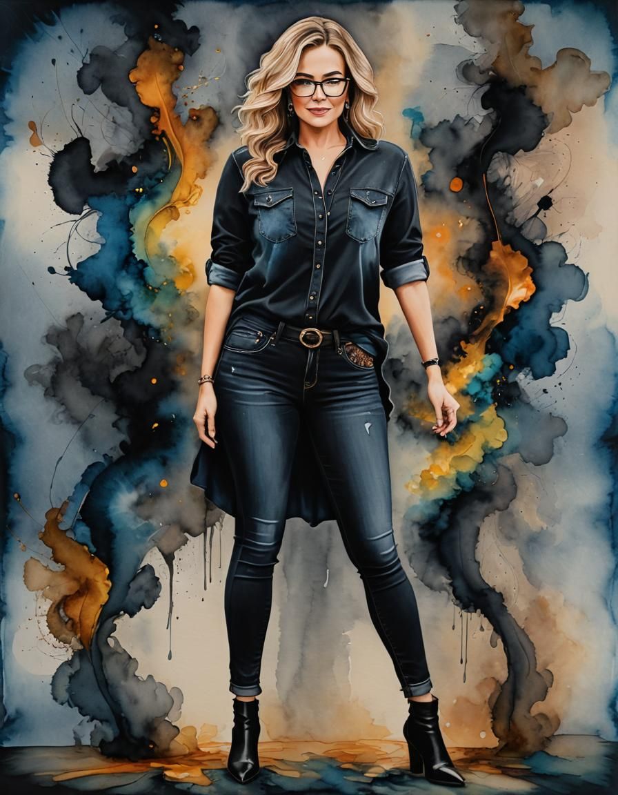 Curvy Woman in Alcohol Ink Painting Style