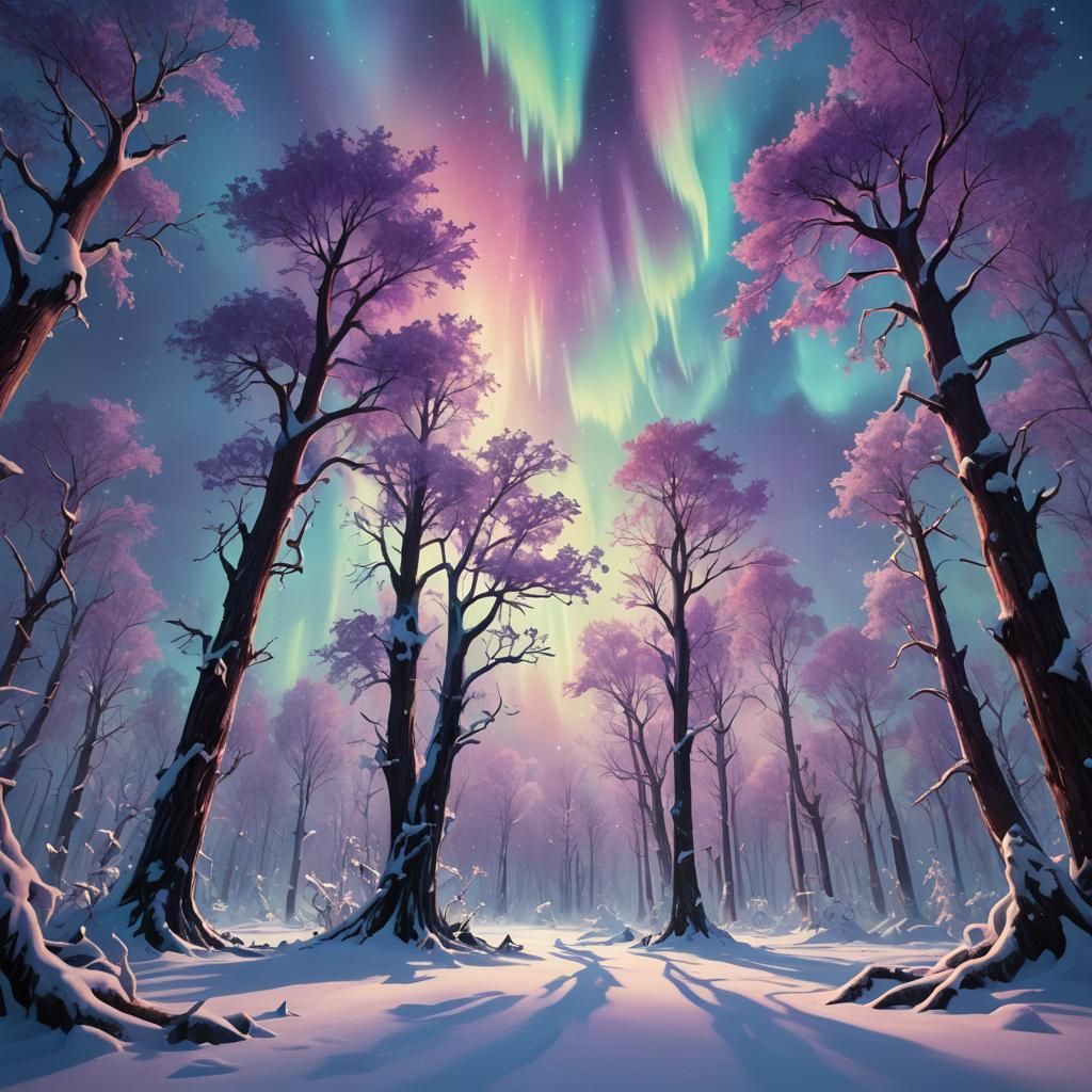 Mythical Aurora Borealis Dances Over North Pole