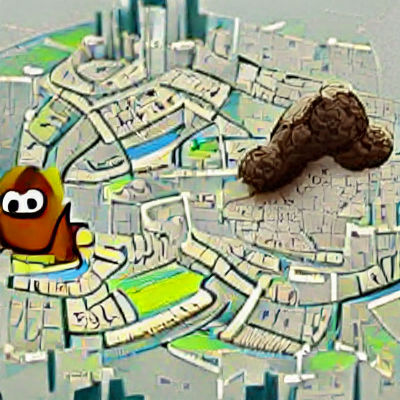 Humorous Image of Excrement Destroying a City