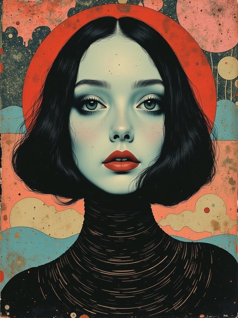 Gothic Woman in Pop Surrealist Style