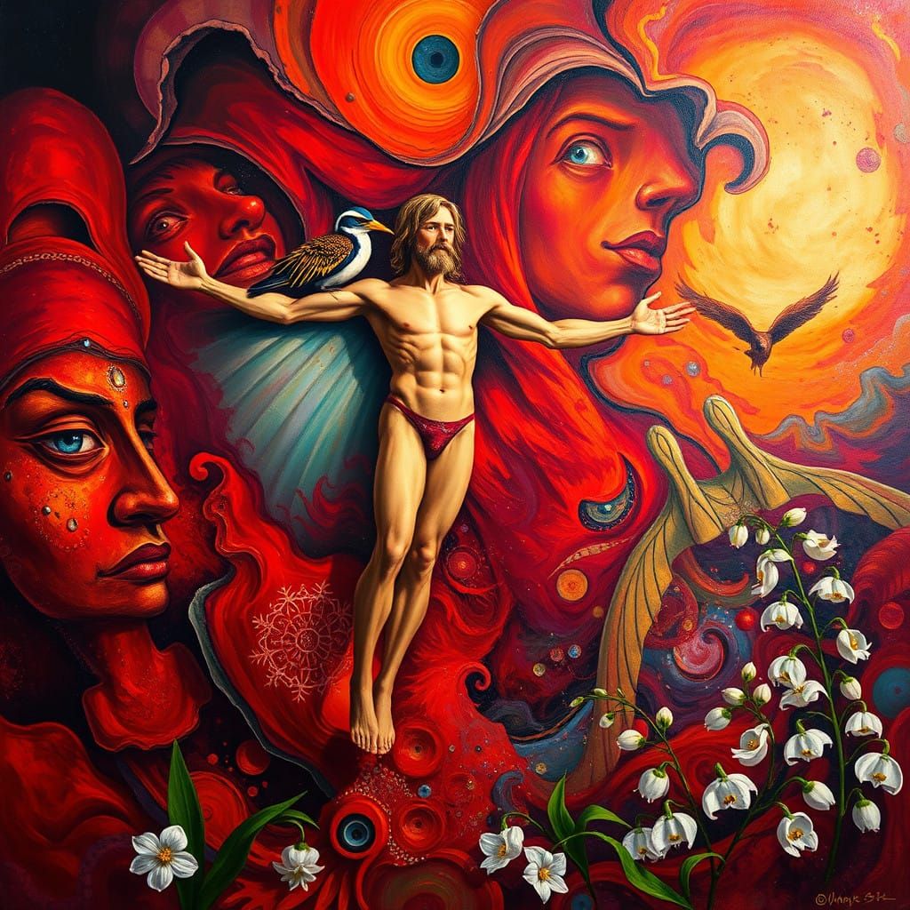 Surrealist Dreamscapes: Whimsical Faces and Symbolic Christm...