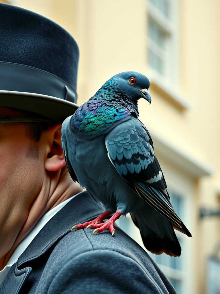The Doom Pigeon Perches on a Mysterious Gentleman