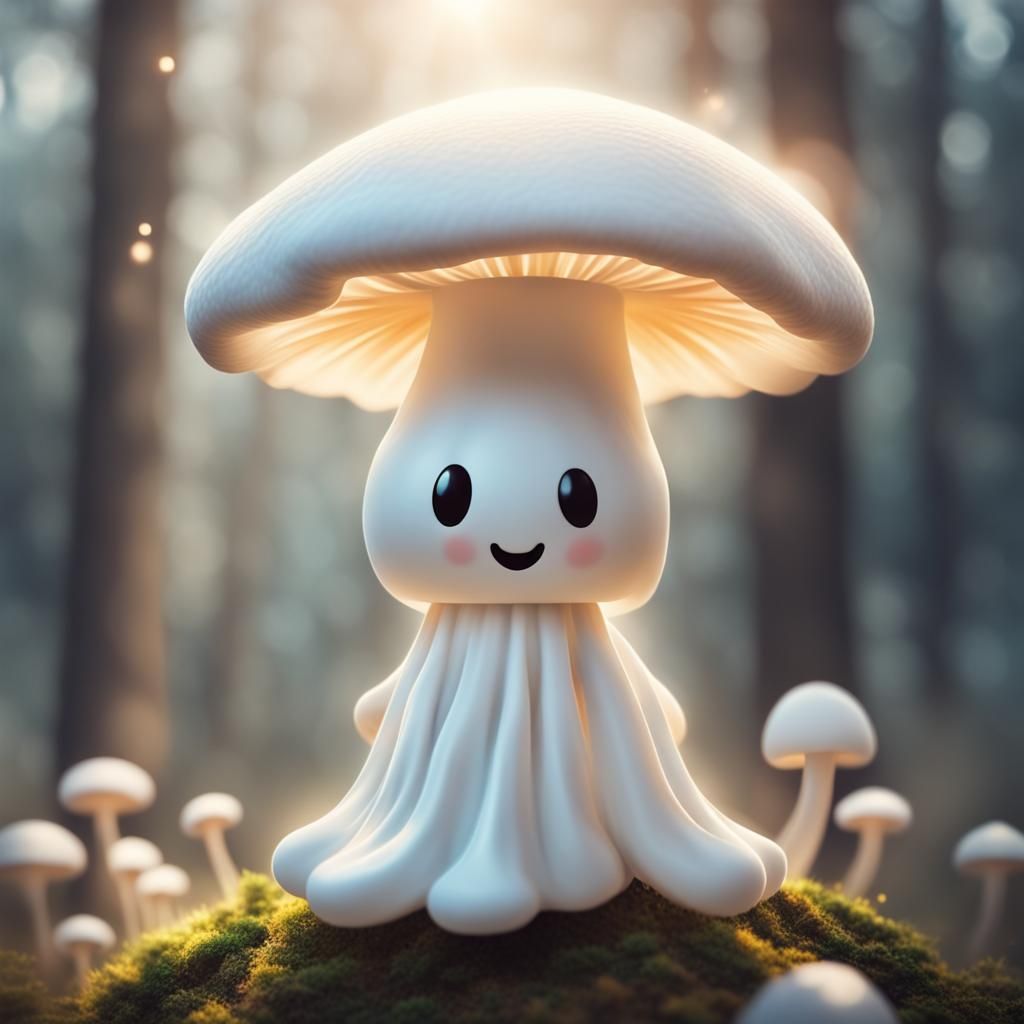 Cute Mushroom Ghost in Heavenly Sunshine